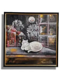 Tablou Pisica la geam 42x42 cm