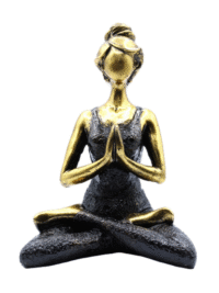 Statuie Yoga Lady negru-bronz 24cm